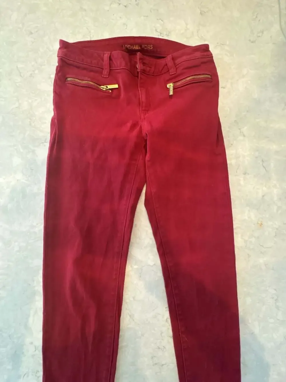 Michael Kors Izzy Skinny Red Zip Pocket Jeans Size 4